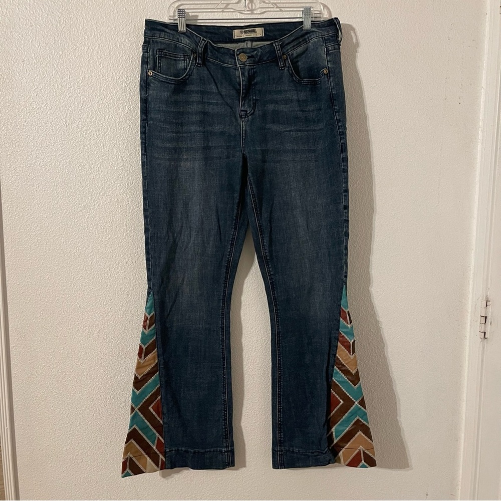 Rock & Roll Denim Cowgirl Leather Patch Jeans 32X32